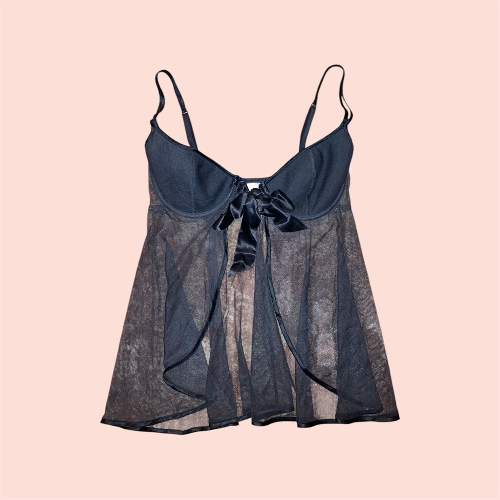 Black Open Front Babydoll